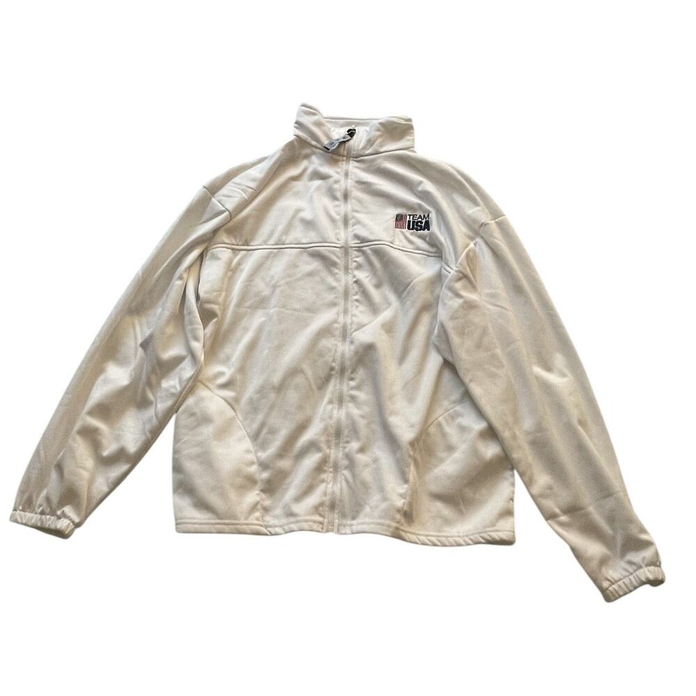 Team USA Track Jacket Extra Large XL Olympic Committee White Full Zip Vintage M4